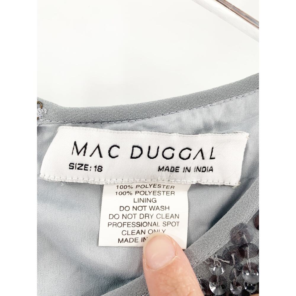 MAC DUGGAL Dress Size 18 Evening Gown Sequin NEW Gray Sleeveless Midi Sheath - Picture 6 of 9